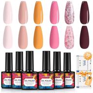 🌸 gershion uv gel nail polish set - pink nude yellow glitter colors - includes 10pcs nail remover wraps - 7.5ml soak off nail polish h28 logo
