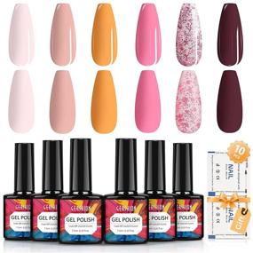 img 4 attached to 🌸 Gershion UV Gel Nail Polish Set - Pink Nude Yellow Glitter Colors - Includes 10Pcs Nail Remover Wraps - 7.5ML Soak off Nail Polish H28