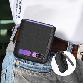 img 1 attached to 📱 Black Case with Clip for Galaxy Z Flip, Nakedcellphone Snap-On Cover with Rotating Belt Holster for Samsung Galaxy Z Flip 5G Phone (SM-F700, SM-F707) in 2020