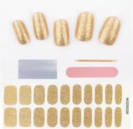 neenoxtub gel nail strips - long-lasting waterproof semi cured-gel nail polish (20 stickers) in gold color logo