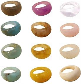 img 1 attached to 💍 Colorful Resin Rings - Stylish and Stackable Vintage Jewelry for Parties and Gifts (Size 6-8)
