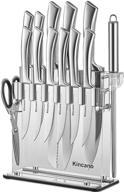 🔪 14-piece hollow handle kitchen knife block set - high carbon stainless steel blades, super sharp knives with acrylic stand, sharpener, and scissors, ergonomic design logo