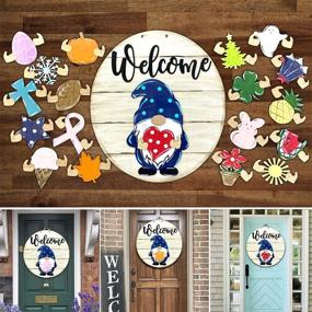 img 3 attached to 🚪 Peky Gnome Door Decor Hanging with Interchangeable Holiday Pieces for Front Door Porch - Perfect Handmade Housewarming Gift (B)