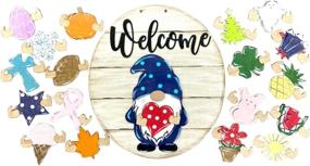 img 2 attached to 🚪 Peky Gnome Door Decor Hanging with Interchangeable Holiday Pieces for Front Door Porch - Perfect Handmade Housewarming Gift (B)