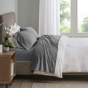 img 4 attached to Sleep Philosophy Smart Cool Grey Twin Size Cooling Sheet Set: Moisture-Wicking, Hypoallergenic & Breathable Microfiber for a Serene Sleep Experience