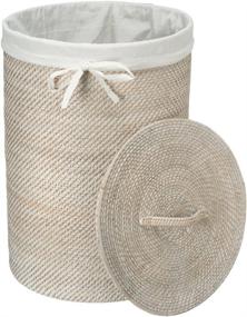 img 2 attached to Round Rattan White Wash Hamper - KOUBOO 1030040, 17x17x24 - With Liner