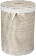 round rattan white wash hamper - kouboo 1030040, 17x17x24 - with liner logo