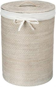 img 3 attached to Round Rattan White Wash Hamper - KOUBOO 1030040, 17x17x24 - With Liner