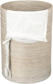 img 1 attached to Round Rattan White Wash Hamper - KOUBOO 1030040, 17x17x24 - With Liner