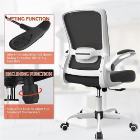 img 2 attached to 💺 Mimoglad Home Office Chair: Ergonomic Desk Chair with Lumbar Support, Flip-up Arms, and Breathable Mesh – White