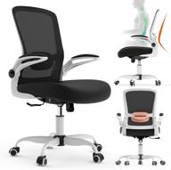 💺 mimoglad home office chair: ergonomic desk chair with lumbar support, flip-up arms, and breathable mesh – white logo