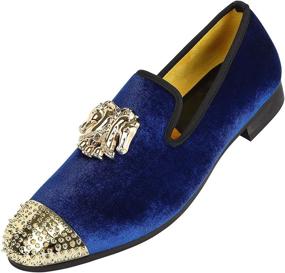 img 3 attached to Men's XQWFH Velvet Metallic Textured Loafers - Stylish Slip-On Shoes in Loafers & Slip-Ons Category