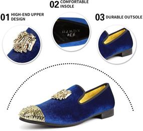 img 1 attached to Men's XQWFH Velvet Metallic Textured Loafers - Stylish Slip-On Shoes in Loafers & Slip-Ons Category