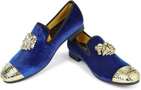 img 4 attached to Men's XQWFH Velvet Metallic Textured Loafers - Stylish Slip-On Shoes in Loafers & Slip-Ons Category