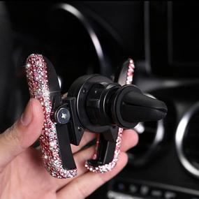 img 3 attached to 📱 Crystal Bling Car Phone Mount with Bonus Air Vent Base - Universal Cell Phone Holder for Dashboard, Windshield, and Air Vent - Stylish Phone Holder Car Accessories for Women and Girls