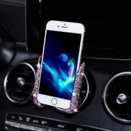 📱 crystal bling car phone mount with bonus air vent base - universal cell phone holder for dashboard, windshield, and air vent - stylish phone holder car accessories for women and girls logo