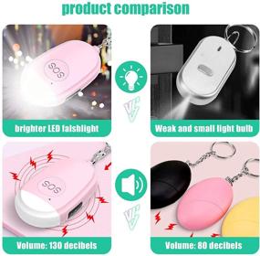 img 3 attached to 🚨 NEREIDS NET 2 Pack High-Decibel Personal Alarm, USB Rechargeable Safety Siren Keychain - LED Light Emergency Device for Seniors, Women, Children (Black & Pink)