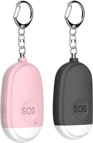 img 4 attached to 🚨 NEREIDS NET 2 Pack High-Decibel Personal Alarm, USB Rechargeable Safety Siren Keychain - LED Light Emergency Device for Seniors, Women, Children (Black & Pink)