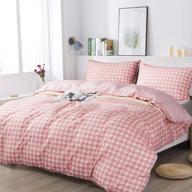 🛏️ fadfay pink plaid duvet cover set - 100% cotton grid bedding for twin xl, reversible & soft - zipper closure 3pcs including 1 duvet cover & 2 pillowcases - twin extra long size for dorm room logo