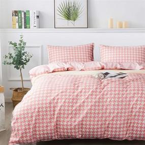 img 3 attached to 🛏️ FADFAY Pink Plaid Duvet Cover Set - 100% Cotton Grid Bedding for Twin XL, Reversible & Soft - Zipper Closure 3Pcs Including 1 Duvet Cover & 2 Pillowcases - Twin Extra Long Size for Dorm Room