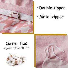 img 2 attached to 🛏️ FADFAY Pink Plaid Duvet Cover Set - 100% Cotton Grid Bedding for Twin XL, Reversible & Soft - Zipper Closure 3Pcs Including 1 Duvet Cover & 2 Pillowcases - Twin Extra Long Size for Dorm Room