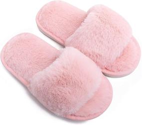 img 1 attached to 👟 Cozy Girls' Fluffy Indoor Outdoor Slippers with Boys' Shoes Design