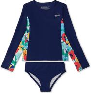 👙 ultimate sun protection: speedo girl's uv swim shirt long sleeve rashguard set for unmatched comfort logo