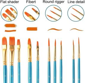 img 2 attached to 20-штучный набор кистей для живописи с нейлоновым ворсом: идеально подходит для акрила, акварели, масла и миниатюрной живописи - товары для рукоделия для взрослых/художников для холста, ткани, лица и многого другого