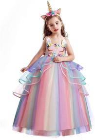 img 4 attached to 🦄 Enchanting TTYAOVO Girls Unicorn Party Princess Girls' Clothing: Dress in Style for Magical Celebrations!