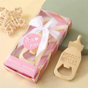 img 4 attached to Set of 12 Rose Gold Feeding Bottle Opener Baby Shower Favors for Guests - Wedding, Baby Shower, Birthday Party Decorations (New Pink)