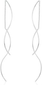 img 4 attached to Amaer Double Linear Sterling Silver Tassel Earrings for Women, Teens, and Girls