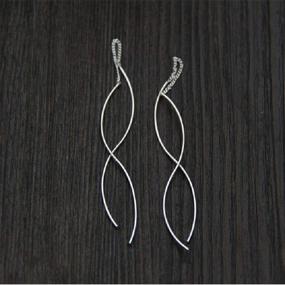 img 1 attached to Amaer Double Linear Sterling Silver Tassel Earrings for Women, Teens, and Girls
