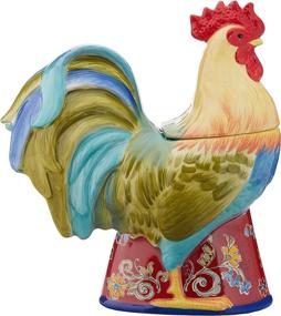 img 3 attached to Certified International Morning Bloom 3-D Rooster Cookie Jar - A Stunning 64 oz Storage Solution in Multicolored