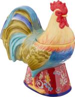 certified international morning bloom 3-d rooster cookie jar - a stunning 64 oz storage solution in multicolored логотип