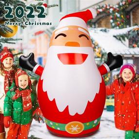 img 3 attached to 🎅 CNDREAM 5FT Christmas Inflatable Santa: Remote Control, Colored LED Light-Filled Santa Claus for Holiday Xmas Party, Indoor & Outdoor Winter Decor