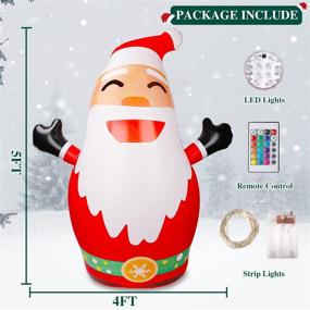 img 2 attached to 🎅 CNDREAM 5FT Christmas Inflatable Santa: Remote Control, Colored LED Light-Filled Santa Claus for Holiday Xmas Party, Indoor & Outdoor Winter Decor