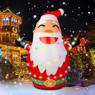 🎅 cndream 5ft christmas inflatable santa: remote control, colored led light-filled santa claus for holiday xmas party, indoor & outdoor winter decor logo