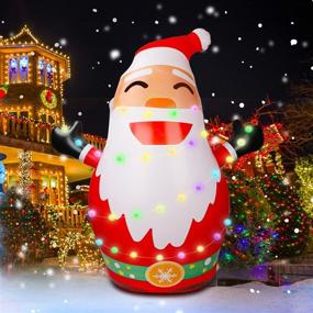 img 4 attached to 🎅 CNDREAM 5FT Christmas Inflatable Santa: Remote Control, Colored LED Light-Filled Santa Claus for Holiday Xmas Party, Indoor & Outdoor Winter Decor