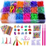 🎁 loom bands bracelet making kit - includes 6000+ rubber loom bands, 200 s-clips, 15 charms, 100 beads, and more diy arts crafts tools - perfect christmas birthday gift for boys and girls aged 5-8 logo