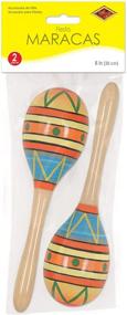 img 2 attached to 🎉 Beistle Wooden Maracas - 2 Pack, Mexican Fiesta Cinco De Mayo Party Favors, 8", Multicolored - Supplies for Noisemakers