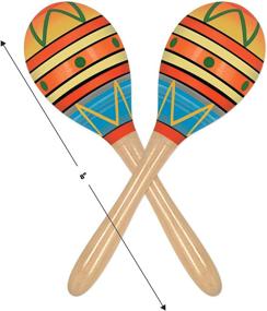 img 3 attached to 🎉 Beistle Wooden Maracas - 2 Pack, Mexican Fiesta Cinco De Mayo Party Favors, 8", Multicolored - Supplies for Noisemakers