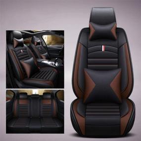 img 3 attached to ANKIV Full Set Universal Fit 5 Seats Car Waterproof Pu Leather Front Rear Car Seat Cushion Cover With Headrest Waist Support Pillows For Sedan Or SUV