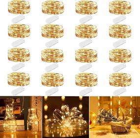 img 4 attached to 🌟 LETSFALLA 16 Pack Fairy Lights Battery Operated, 7ft 20 LED Waterproof Copper Wire String Lights, Twinkle Lights for Indoor Party Christmas Decoration