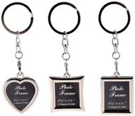 📸 personalized mini photo keychain set - 3pcs stainless steel picture frame key rings for souvenir love pictures - detachable sterling key chains - elegant diy photos keyring pack логотип