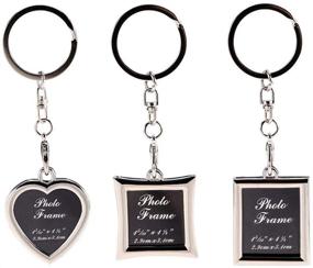 img 4 attached to 📸 Personalized Mini Photo Keychain Set - 3PCs Stainless Steel Picture Frame Key Rings for Souvenir Love Pictures - Detachable Sterling Key Chains - Elegant DIY Photos Keyring Pack