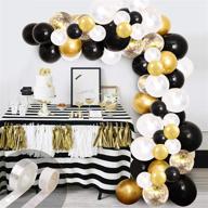 🎈 exquisite black gold balloon garland kit + 100pcs confetti & metallic chrome balloons: perfect for wedding, birthday, graduation & anniversary celebrations logo