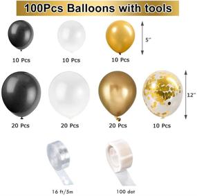 img 3 attached to 🎈 Exquisite Black Gold Balloon Garland Kit + 100Pcs Confetti & Metallic Chrome Balloons: Perfect for Wedding, Birthday, Graduation & Anniversary Celebrations