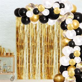 img 1 attached to 🎈 Exquisite Black Gold Balloon Garland Kit + 100Pcs Confetti & Metallic Chrome Balloons: Perfect for Wedding, Birthday, Graduation & Anniversary Celebrations