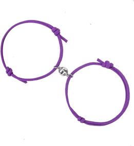 img 4 attached to 🤝 Pinky Promise Matching Magnetic Couple Bracelets Set for Best Friends, Couples & Family - Relationship Bracelets