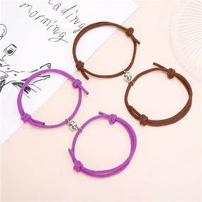 img 2 attached to 🤝 Pinky Promise Matching Magnetic Couple Bracelets Set for Best Friends, Couples & Family - Relationship Bracelets